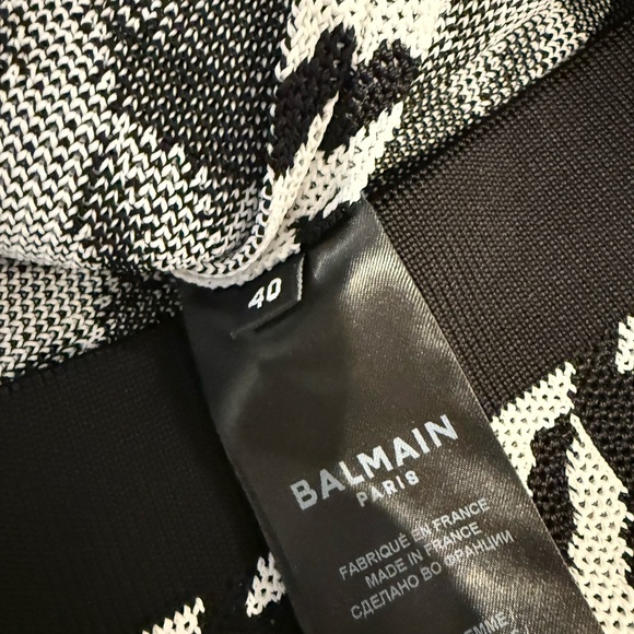 Balmain Black and White Houndstooth Mini Dress with Gold Buttons - Picture 5 of 8